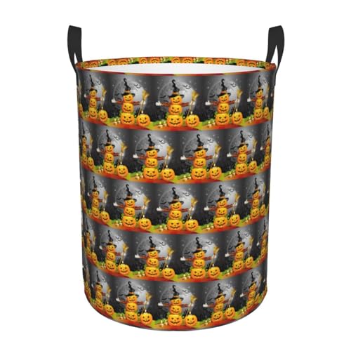 Bequemer runder Wäschekorb mit Halloween-Kürbis-Druck, stehender Aufbewahrungskorb, schmutziger Wäschekorb, Mehrraum-Aufbewahrungslösung Bequemer runder Wäschekorb mit Halloween-Kürbis-Druck, stehender Aufbewahrungskorb, schmutziger Wäschekorb, Mehrraum-Aufbewahrungslösung von HKHLHLH