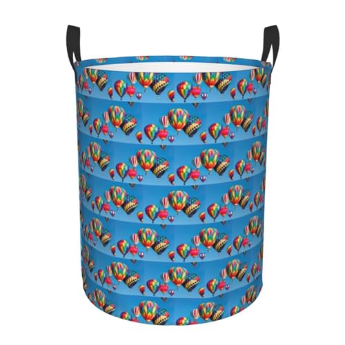 Bequemer runder Wäschekorb mit Heißluftballon-Druck, stehender Aufbewahrungskorb, schmutziger Wäschekorb, Mehrraum-Aufbewahrungslösung Bequemer runder Wäschekorb mit Heißluftballon-Druck, stehender Aufbewahrungskorb, schmutziger Wäschekorb, Mehrraum-Aufbewahrungslösung von HKHLHLH