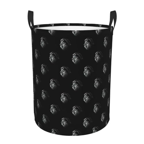 Bequemer runder Wäschekorb mit Löwen-Druck, stehender Aufbewahrungskorb, schmutziger Wäschekorb, Mehrraum-Aufbewahrungslösung Bequemer runder Wäschekorb mit Löwen-Druck, stehender Aufbewahrungskorb, schmutziger Wäschekorb, Mehrraum-Aufbewahrungslösung von HKHLHLH