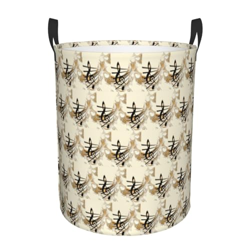 Bequemer runder Wäschekorb mit Musiknoten-Druck, stehender Aufbewahrungskorb, schmutziger Wäschekorb, Mehrraum-Aufbewahrungslösung Bequemer runder Wäschekorb mit Musiknoten-Druck, stehender Aufbewahrungskorb, schmutziger Wäschekorb, Mehrraum-Aufbewahrungslösung von HKHLHLH