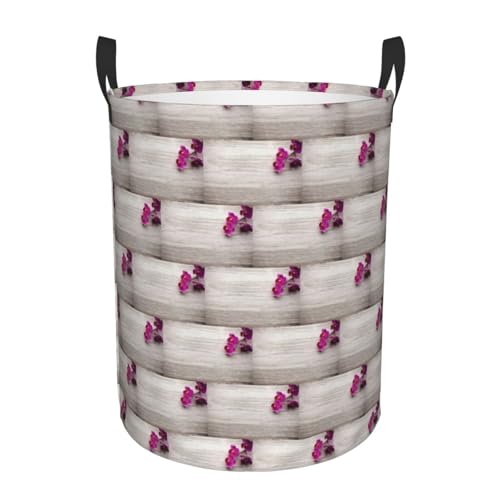 Bequemer runder Wäschekorb mit Orchideen-Druck, stehender Aufbewahrungskorb, schmutziger Wäschekorb, Mehrraum-Aufbewahrungslösung Bequemer runder Wäschekorb mit Orchideen-Druck, stehender Aufbewahrungskorb, schmutziger Wäschekorb, Mehrraum-Aufbewahrungslösung von HKHLHLH