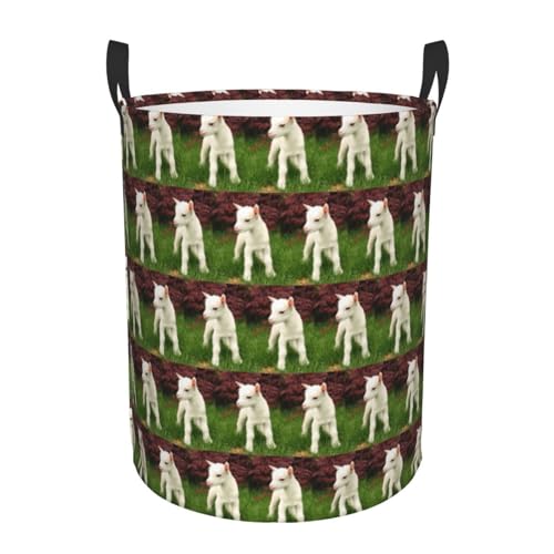 Bequemer runder Wäschekorb mit Ziegen-Druck, stehender Aufbewahrungskorb, schmutziger Wäschekorb, Mehrraum-Aufbewahrungslösung Bequemer runder Wäschekorb mit Ziegen-Druck, stehender Aufbewahrungskorb, schmutziger Wäschekorb, Mehrraum-Aufbewahrungslösung von HKHLHLH