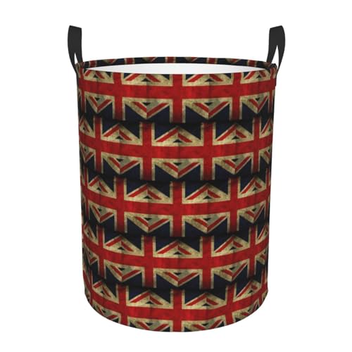 Bequemer runder Wäschekorb mit britischer Flagge, stehender Aufbewahrungskorb, schmutziger Wäschekorb, Mehrraum-Aufbewahrungslösung Bequemer runder Wäschekorb mit britischer Flagge, stehender Aufbewahrungskorb, schmutziger Wäschekorb, Mehrraum-Aufbewahrungslösung von HKHLHLH