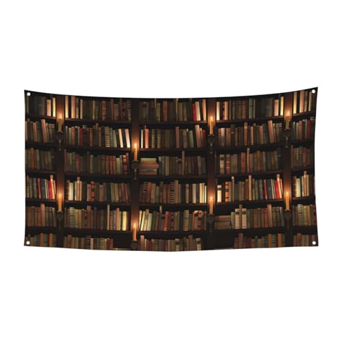 Buchzimmer Mysterious Library Printing Hanging Holiday Banner Schild Party Supplies mit 4 Metalllöchern verbessert festliche Stimmung überall von HKHLHLH