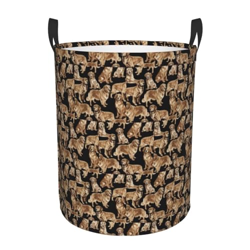Golden Retrievers Printing Bequemer runder Wäschekorb, stehender Aufbewahrungskorb, schmutziger Wäschekorb, Mehrraum-Aufbewahrungslösung Golden Retrievers Printing Bequemer runder Wäschekorb, stehender Aufbewahrungskorb, schmutziger Wäschekorb, Mehrraum-Aufbewahrungslösung von HKHLHLH