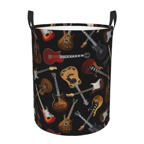 Guitars Printing Bequemer runder Wäschekorb, stehender Aufbewahrungskorb, schmutziger Wäschekorb, Mehrraum-Aufbewahrungslösung Guitars Printing Bequemer runder Wäschekorb, stehender Aufbewahrungskorb, schmutziger Wäschekorb, Mehrraum-Aufbewahrungslösung von HKHLHLH