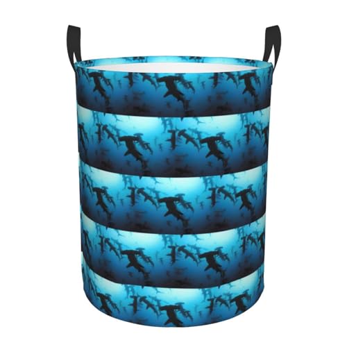Hammerhead Sharks Printing Bequemer runder Wäschekorb, stehender Aufbewahrungskorb, schmutziger Wäschekorb, Mehrraum-Aufbewahrungslösung Hammerhead Sharks Printing Bequemer runder Wäschekorb, stehender Aufbewahrungskorb, schmutziger Wäschekorb, Mehrraum-Aufbewahrungslösung von HKHLHLH