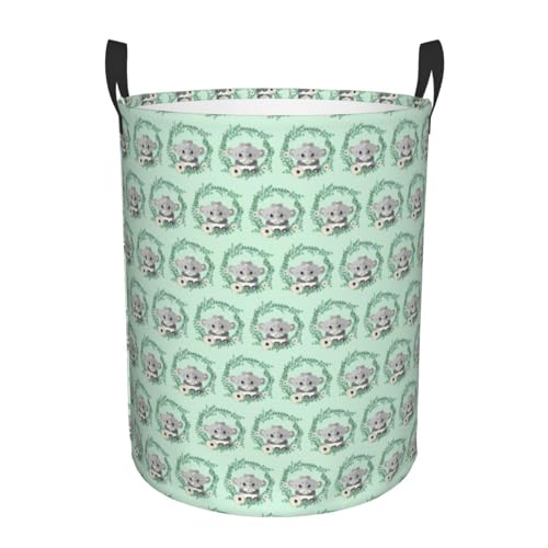 Koala Printing Bequemer runder Wäschekorb, stehender Aufbewahrungskorb, schmutziger Wäschekorb, Mehrraum-Aufbewahrungslösung von HKHLHLH