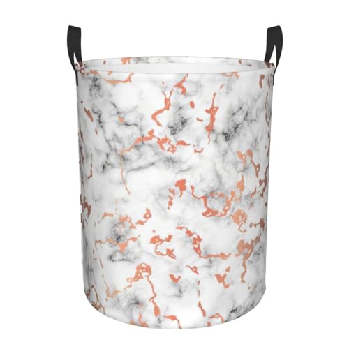 Marmortextur, Kupferspritzer-Druck, bequemer, runder Korb, stehender Aufbewahrungskorb, schmutziger Wäschekorb, Mehrraum-Aufbewahrungslösung Marmortextur, Kupferspritzer-Druck, bequemer, runder Korb, stehender Aufbewahrungskorb, schmutziger Wäschekorb, Mehrraum-Aufbewahrungslösung von HKHLHLH