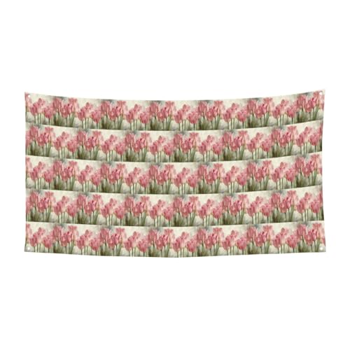 Rosa Tulpen Druck hängende Feiertagsbanner Schild Partyzubehör mit 4 Metalllöchern verbessert festliche Stimmung überall Rosa Tulpen Druck hängende Feiertagsbanner Schild Partyzubehör mit 4 Metalllöchern verbessert festliche Stimmung überall von HKHLHLH