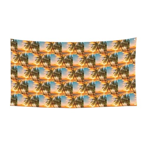 Tropischer Strand Palme Sonnenuntergang Druck hängende Urlaub Banner Schild Partyzubehör mit 4 Metalllöchern verbessert festliche Stimmung überall Tropischer Strand Palme Sonnenuntergang Druck hängende Urlaub Banner Schild Partyzubehör mit 4 Metalllöchern verbessert festliche Stimmung überall von HKHLHLH