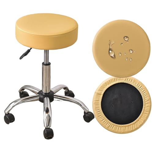 2/4/6 Stück Hockerbezug Rund wasserdichte 30/35cm PU Leder Barhocker Abdeckungen Für Barhocker Stuhlhussen Sitzkissen Bürostuhl Hocker Bezug Für Esszimmerstühle Runder Hocker(Gelb,2er Set) von HKJGNH