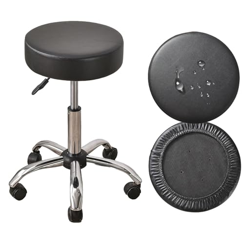 2/4/6 Stück Hockerbezug Rund wasserdichte 30/35cm PU Leder Barhocker Abdeckungen Für Barhocker Stuhlhussen Sitzkissen Bürostuhl Hocker Bezug Für Esszimmerstühle Runder Hocker(Schwarz,2er Set) von HKJGNH
