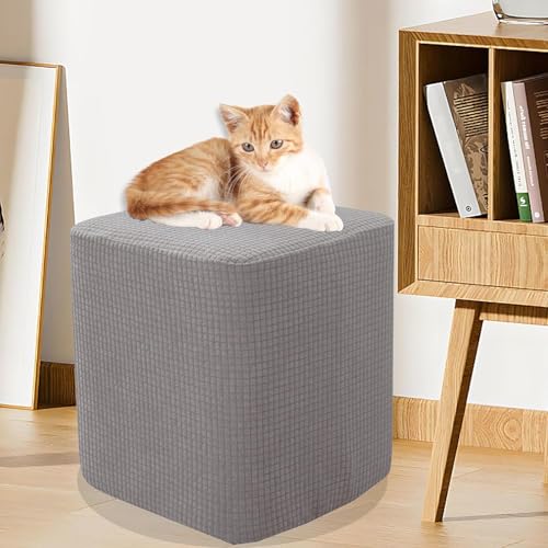 Hockerbezug Fußhocker Quadratisch 40x40/50x50 Stretch Ottoman Cover Ottomane Schonbezug Hocker Hussen für Fußhocker Stretch Ottomane Abdeckung Hocker Protector Hockerabdeckung(E,45x45cm) von HKJGNH