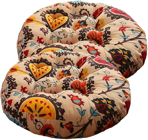 Set of 2 Chair Cushion,45x45cm/55x55cm Round, Boho Seat Cushion, Round Comfortable Floor Cushion, Seat Cushion, Floor Garden Furniture Cushion, for Indoor and Outdoor Use(Colour 4,45x45cm) von HKJGNH