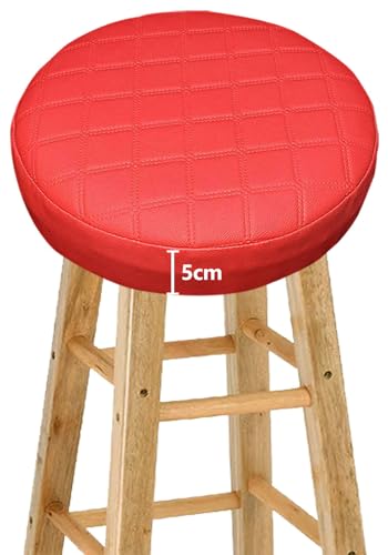 Wasserdicht Barhocker-Bezug Rund mit 5CM Schaumstoff Gepolstert Kissen, 4/2 Stück PU-Leder Hocker Hussen für Barhocker Stuhlhussen Sitzkissen Bürostuhl Hocker Abdeckung Sitzkissenbezug(#6,40*5(1PC)) von HKJGNH