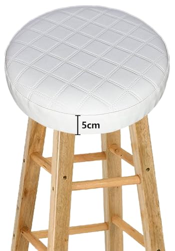 Wasserdicht Barhocker-Bezug Rund mit 5CM Schaumstoff Gepolstert Kissen, 4/2 Stück PU-Leder Hocker Hussen für Barhocker Stuhlhussen Sitzkissen Bürostuhl Hocker Abdeckung Sitzkissenbezug(#4,30*5(1PC)) von HKJGNH