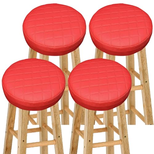 Wasserdicht Barhocker-Bezug Rund mit 5CM Schaumstoff Gepolstert Kissen, 4/2 Stück PU-Leder Hocker Hussen für Barhocker Stuhlhussen Sitzkissen Bürostuhl Hocker Abdeckung Sitzkissenbezug(#6,35*5(4PCS)) von HKJGNH
