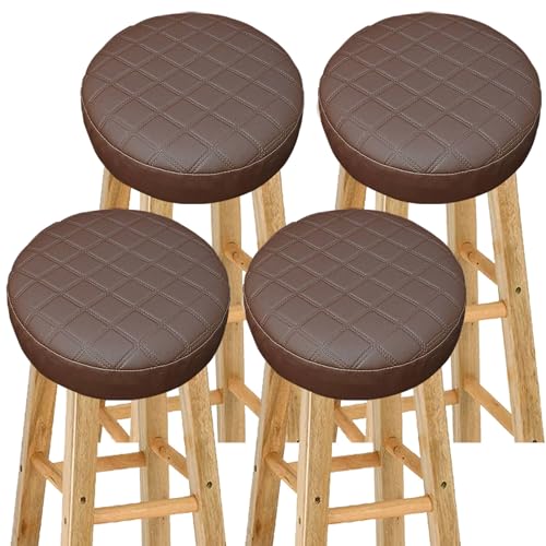 Wasserdicht Barhocker-Bezug Rund mit 5CM Schaumstoff Gepolstert Kissen, 4/2 Stück PU-Leder Hocker Hussen für Barhocker Stuhlhussen Sitzkissen Bürostuhl Hocker Abdeckung Sitzkissenbezug(#2,33*5(4PCS)) von HKJGNH