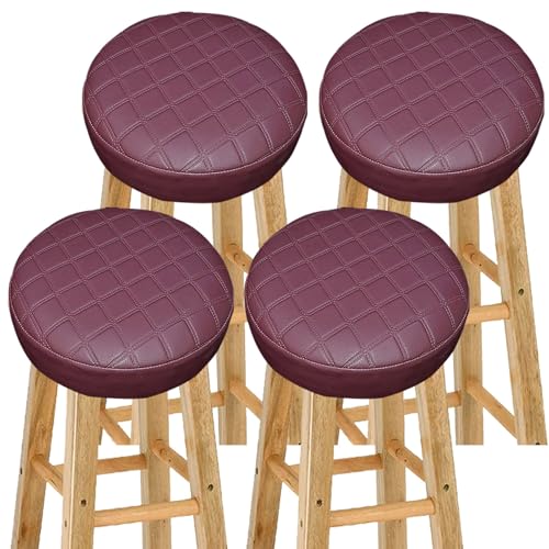 Wasserdicht Barhocker-Bezug Rund mit 5CM Schaumstoff Gepolstert Kissen, 4/2 Stück PU-Leder Hocker Hussen für Barhocker Stuhlhussen Sitzkissen Bürostuhl Hocker Abdeckung Sitzkissenbezug(#5,30*5(4PCS)) von HKJGNH