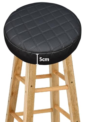 Wasserdicht Barhocker-Bezug Rund mit 5CM Schaumstoff Gepolstert Kissen, 4/2 Stück PU-Leder Hocker Hussen für Barhocker Stuhlhussen Sitzkissen Bürostuhl Hocker Abdeckung Sitzkissenbezug(#1,33*5(1PC)) von HKJGNH