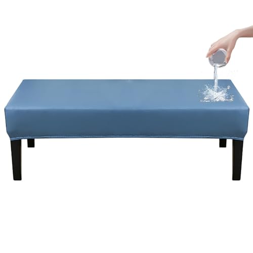 Wasserdicht Universal-Bezug für Esszimmer-Bank, Stretch PU Leder Bezug für Sitzbank Holzbank Schonbezug Bezug Für Fußhocker Bank Sitzbank Hocker Husse Flurbank Stuhlhusse Sofabank Bezüge(Hellblau,120c von HKJGNH
