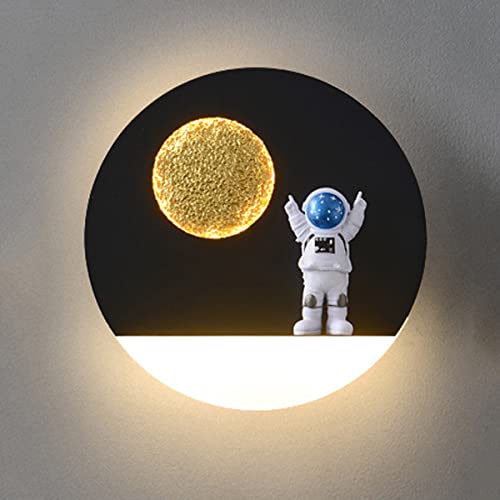 Astronaut LED Wandleuchte Kinderzimmerlampe, Metall Wandbeleuchtung Dimmbar mit Fernbedienung Innen Modern Kinder Wandlampe für Jungen Mädchen Zimmer Nachtlicht 12W (A1) von HKLY