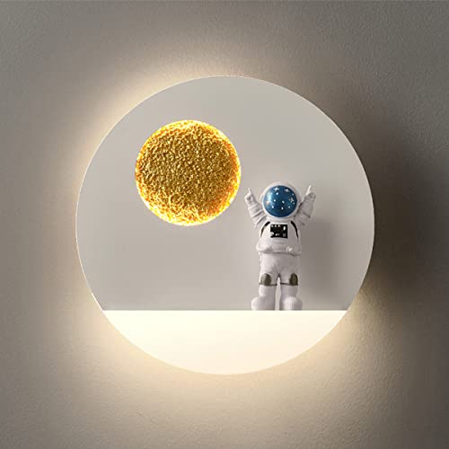 Astronaut LED Wandleuchte Kinderzimmerlampe, Metall Wandbeleuchtung Dimmbar mit Fernbedienung Innen Modern Kinder Wandlampe für Jungen Mädchen Zimmer Nachtlicht 12W (A2) von HKLY