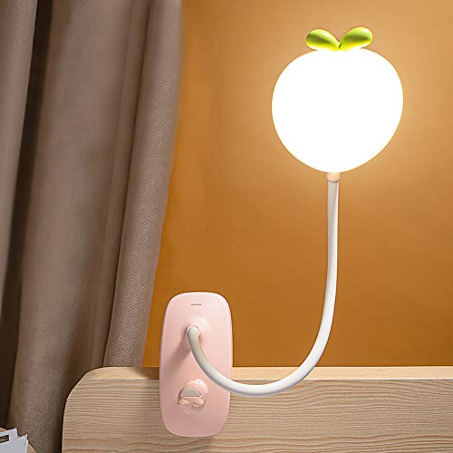 HKLY Klemmlampe Bett Kinder, LED Leselampe Buch Klemme USB Aufladbare Klemmleuchte Akku mit Touch Dimmbar 3 Farben & 5 Helligkeiten, 360° Flexibel Schwanenhals Buchlampe,Rosa von ACMHNC