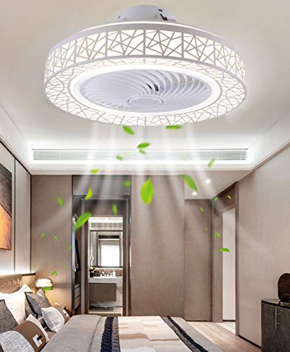 HKLY LED Deckenventilator mit Beleuchtung 40W Deckenleuchte Dimmbare mit Fernbedienung 3-Gang Einstellbare Ultra-leise Invisible Fan Lampe für Wohnzimmer Schlafzimmer Esszimmer Ventilator Licht,Weiß von HKLY