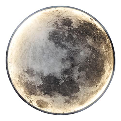 HKLY LED Wandleuchte Mond, Wandlampe Innen Moderne Dimmbar mit Fernbedienung Rund Acryl Wandbeleuchtung für Schalfzimmer Wohnzimmer Flur Treppen Mondlampe Nachtlicht, 3 Farbtemperatur von HKLY