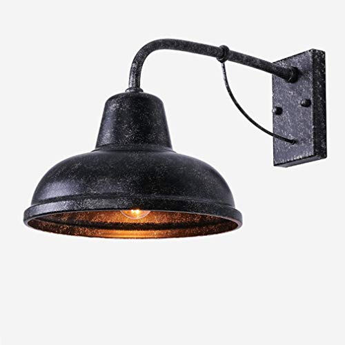 HKLY Rustikale Wandaußenleuchte, IP65 Wasserdichte Außen-Wandleuchte Retro Vintage Industrielampe Schmiedeeisen Wandlampe für Outdoor & Garten, 1 Flammig, E27, A++,Antique silver von HKLY