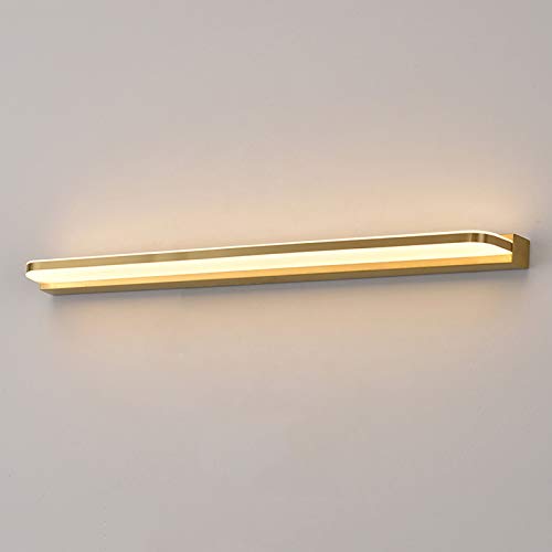 HKLY Vintage Messing Spiegellampe Bad, IP44 Badezimmer Lampe Spiegelleuchte Warmweiß 3000K mit Acryl Lampenschirm, LED Badlampe Wand Retro Schminklicht für Schlafzimmer,80cm/18w von HKLY