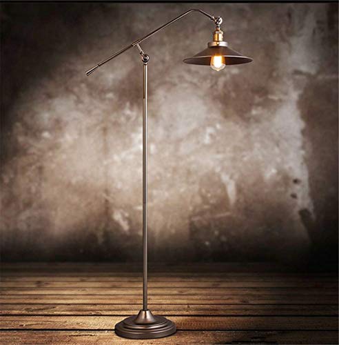 HMAKGG Stehlampe Wohnzimmer Vintage, Stehlampe Industrial mit Fußschalter, 2.7 M Kabel, E27 Fassung Max.40W, Verstellbarer Arm, Stehleuchte Retro Metall für Schlafzimmer Büro Arbeitszimmer, Braun von HMAKGG