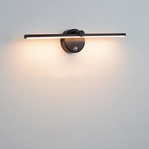 LED Wandleuchte Dimmbar mit Touch Schalter, Moderne Badezimmer Wandlampe 300 ° Drehbar Bad Spiegelleuchte 4000K Schlafzimmer Bettlampe Wohnzimmer Flur Hotel Wandbeleuchtung (Black) von HKLY