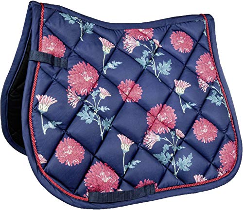 HKM 4057052233449 Schabracke -Flowerpower-6939 Dunkelblau/Dunkelpinkpony Dressur von HKM