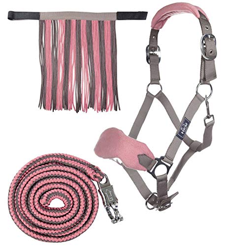 HKM 4057052289514 Halfter Mit Strick Panik & Fliegenfransen4039 Mokka/Milky Pink vollblut von HKM