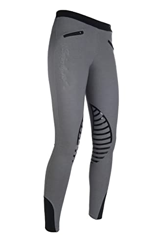 HKM 9228 Reitleggings Starlight, Silikonkniebesatz Mädchen , Hellgrau/Schwarz, 110/116 von HKM