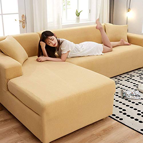 HKPLDE Sofabezug 5 Sitzer, L-Form Schonbezug Easy Stretch Fit Elastischer Stoff Couch Sofa Protector Schonbezug Waschbar-1 sitzer(90-140cm)-Zitronengelb von HKPLDE