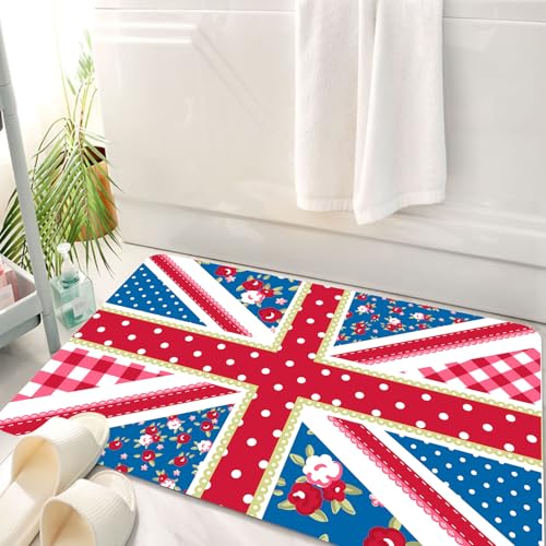 HKPOEQ Badematte Weiche Badteppich rutschfest Badzimmermatte Teppich Badezimmerteppich Duschmatte & Schlafzimmer,Alliance Jack Patchwork, Blumen, Punkte und Quadrate und andere Verschiedene,50x80 cm von HKPOEQ