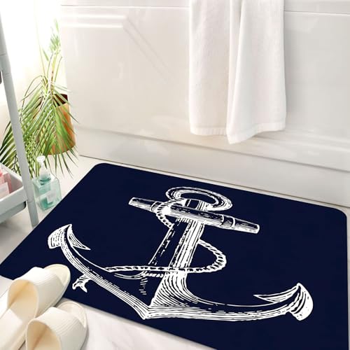 HKPOEQ Badematte Weiche Badteppich rutschfest Badzimmermatte Teppich Badezimmerteppich Duschmatte & Schlafzimmer,Ankerkunst im Retro-Stil, komplizierter, mit Seil umwickelter Anker auf schwa,50x80 cm HKPOEQ Badematte Weiche Badteppich rutschfest Badzimmermatte Teppich Badezimmerteppich Duschmatte & Schlafzimmer,Ankerkunst im Retro-Stil, komplizierter, mit Seil umwickelter Anker auf schwa,50x80 cm von HKPOEQ