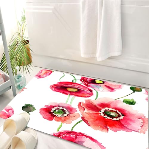 HKPOEQ Badematte Weiche Badteppich rutschfest Badzimmermatte Teppich Badezimmerteppich Duschmatte & Schlafzimmer,Aquarellblume, stilisierte Mohnblumenknospen, künstlerischer saisonaler Illus,50x80 cm HKPOEQ Badematte Weiche Badteppich rutschfest Badzimmermatte Teppich Badezimmerteppich Duschmatte & Schlafzimmer,Aquarellblume, stilisierte Mohnblumenknospen, künstlerischer saisonaler Illus,50x80 cm von HKPOEQ