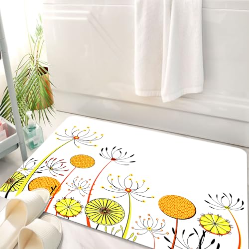 HKPOEQ Badematte Weiche Badteppich rutschfest Badzimmermatte Teppich Badezimmerteppich Duschmatte & Schlafzimmer,Blumen, Doldenblütler Blumengarten Sommer Frühling Jahreszeit Niedliches Them,50x80 cm von HKPOEQ