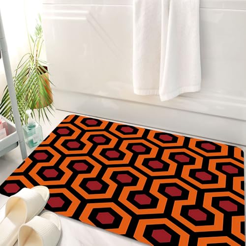 HKPOEQ Badematte Weiche Badteppich rutschfest Badzimmermatte Teppich Badezimmerteppich Duschmatte & Schlafzimmer,Geometrisches Retro-Design, Nahtloser Abstrakter Hintergrund mit Sechsecken i,50x80 cm von HKPOEQ