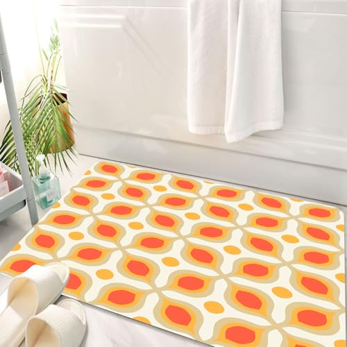 HKPOEQ Badematte Weiche Badteppich rutschfest Badzimmermatte Teppich Badezimmerteppich Duschmatte & Schlafzimmer,Geometrisches Set, verknüpfte kräftige geometrische Formen 70er Jahre Vintage,50x80 cm HKPOEQ Badematte Weiche Badteppich rutschfest Badzimmermatte Teppich Badezimmerteppich Duschmatte & Schlafzimmer,Geometrisches Set, verknüpfte kräftige geometrische Formen 70er Jahre Vintage,50x80 cm von HKPOEQ