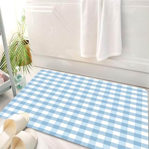 HKPOEQ Badematte Weiche Badteppich rutschfest Badzimmermatte Teppich Badezimmerteppich Duschmatte & Schlafzimmer,Gitter, hellblaues und weißes Gitterdesign im Wiederholungsstil,50x80 cm HKPOEQ Badematte Weiche Badteppich rutschfest Badzimmermatte Teppich Badezimmerteppich Duschmatte & Schlafzimmer,Gitter, hellblaues und weißes Gitterdesign im Wiederholungsstil,50x80 cm von HKPOEQ