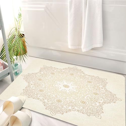 HKPOEQ Badematte Weiche Badteppich rutschfest Badzimmermatte Teppich Badezimmerteppich Duschmatte & Schlafzimmer,Gold-Mandala, antikes Spitzenmuster, blühender asiatischer Garten,50x80 cm HKPOEQ Badematte Weiche Badteppich rutschfest Badzimmermatte Teppich Badezimmerteppich Duschmatte & Schlafzimmer,Gold-Mandala, antikes Spitzenmuster, blühender asiatischer Garten,50x80 cm von HKPOEQ
