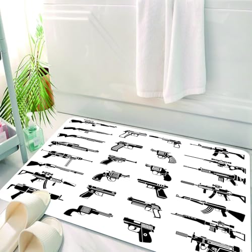 HKPOEQ Badematte Weiche Badteppich rutschfest Badzimmermatte Teppich Badezimmerteppich Duschmatte & Schlafzimmer,Krieg, Maschinengewehre, tärmachtfiguren,50x80 cm von HKPOEQ