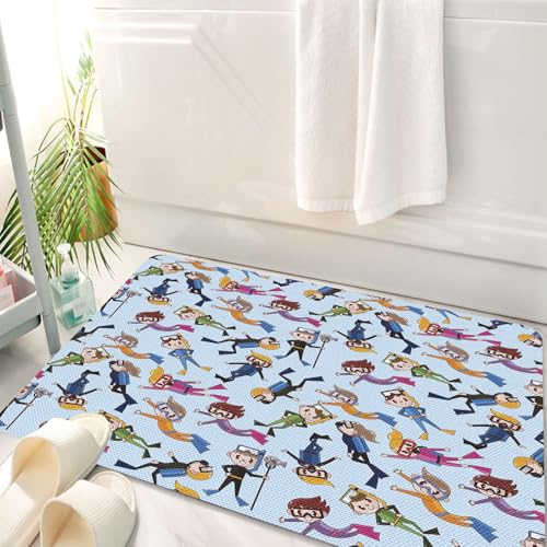 HKPOEQ Badematte Weiche Badteppich rutschfest Badzimmermatte Teppich Badezimmerteppich Duschmatte & Schlafzimmer,Kunst, Sich wiederholendes nahtloses Design Einer Reihe farbenfroher Animatio,50x80 cm von HKPOEQ