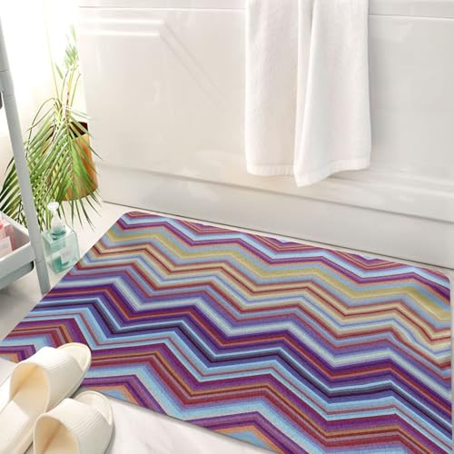 HKPOEQ Badematte Weiche Badteppich rutschfest Badzimmermatte Teppich Badezimmerteppich Duschmatte & Schlafzimmer,Lebendiges, mehrfarbiges Zickzack-Design mit auffälligem Chevron-Muster auf s,50x80 cm HKPOEQ Badematte Weiche Badteppich rutschfest Badzimmermatte Teppich Badezimmerteppich Duschmatte & Schlafzimmer,Lebendiges, mehrfarbiges Zickzack-Design mit auffälligem Chevron-Muster auf s,50x80 cm von HKPOEQ